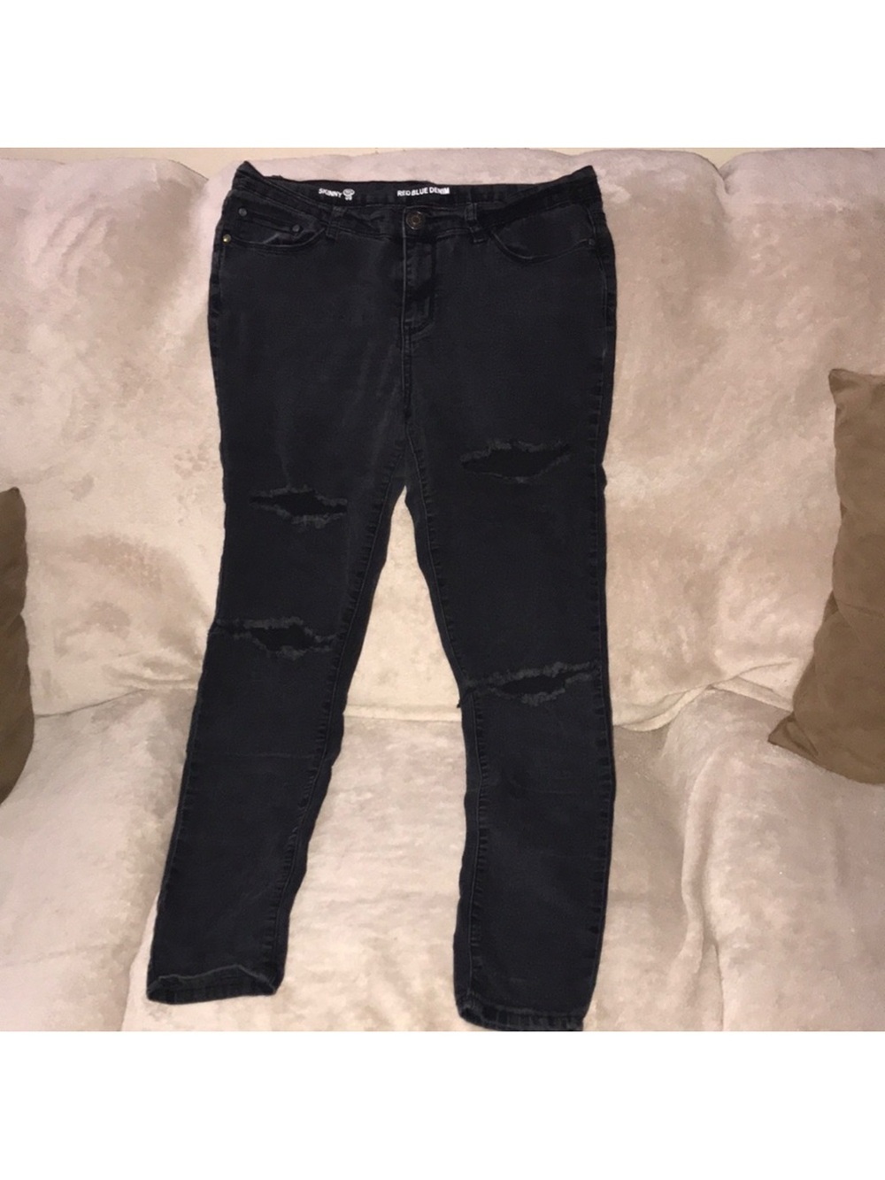 Red blue denim size 11/12 Black Distressed Women's Skinny Jeans